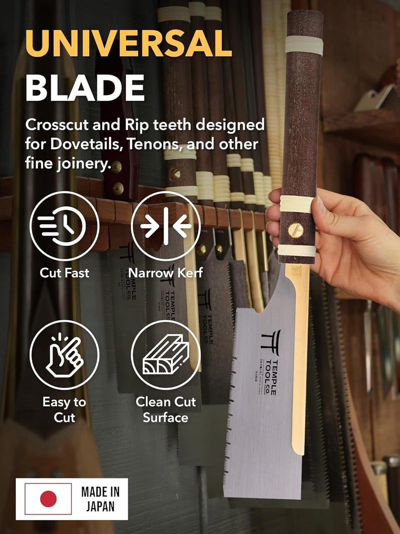 Temple Tool Japanese Pull Saw - Dozuki 6 for Ripcut and Crosscut - Hand Saw for Dovetails, Tenons, Fine Joinery - Dovetail saw - Co. - Image 3